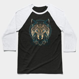 Tribal golden shield wolf Baseball T-Shirt